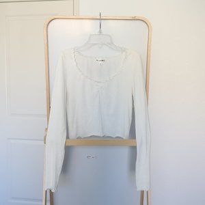 Wild Honey Long Sleeve Lettuce Trim Crop Top